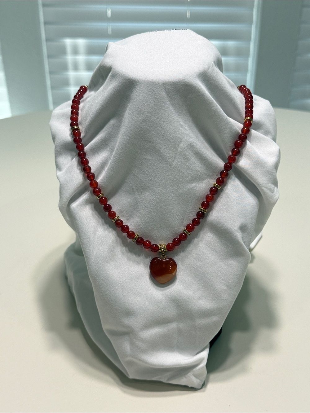 Red Beaded Heart Pendant Necklace - Women Jewelry